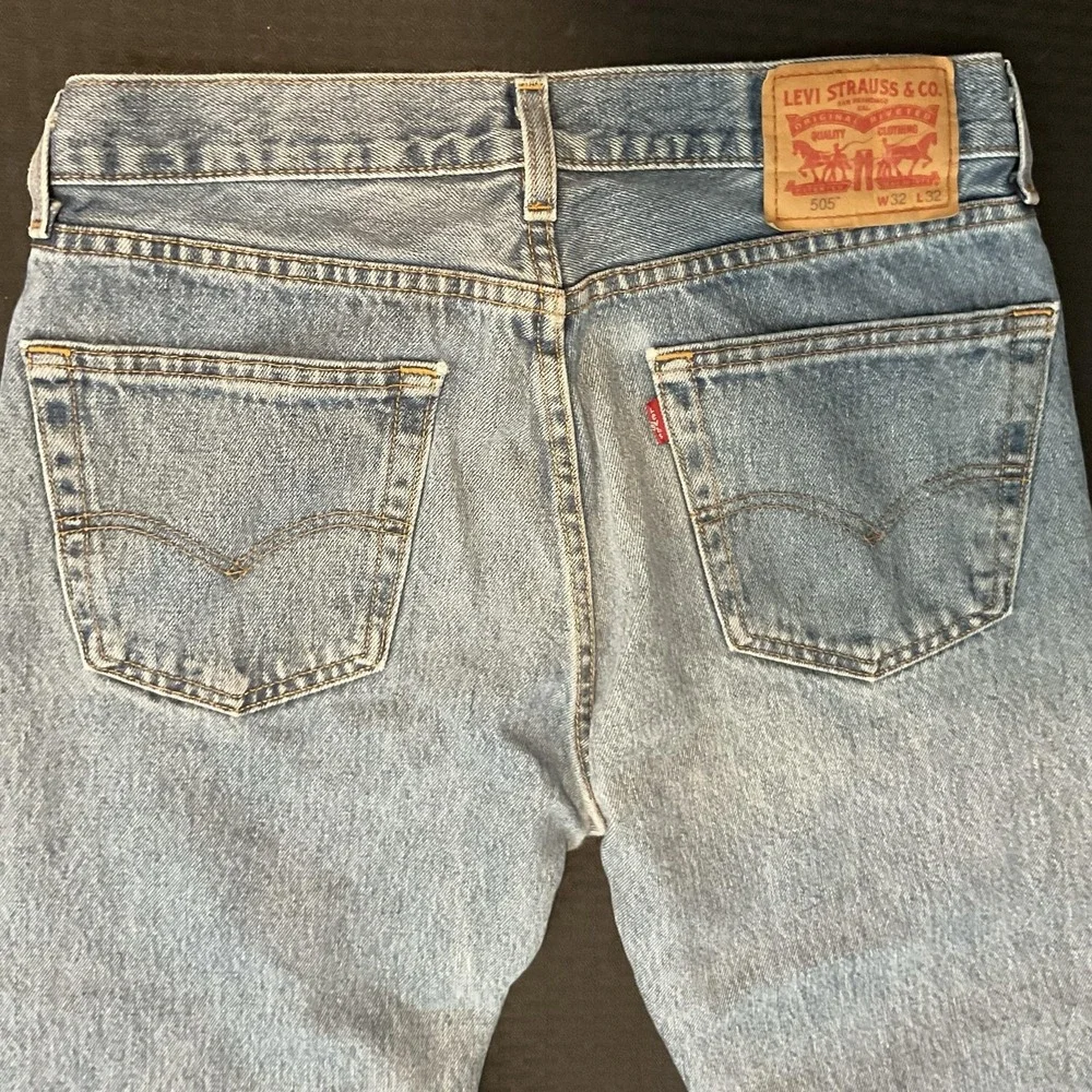Levi's 505 Jeans Mens 31x30(true) Light Wash Blue Regular Straight Denim Pants